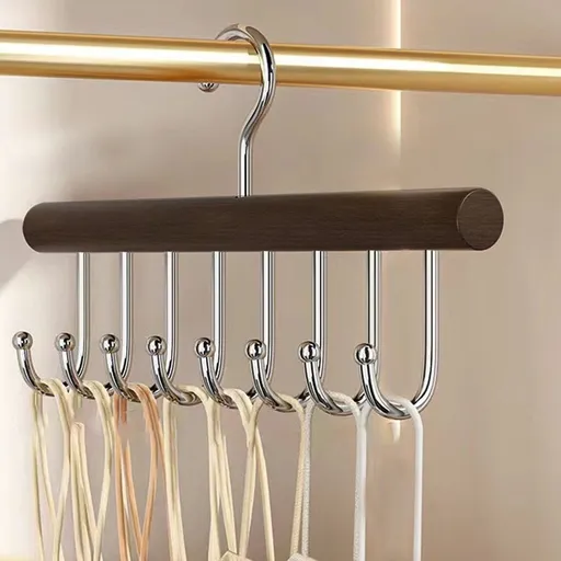 Belt Hanger For Closet, Non-Slip Wooden Skid-Proof Belt Holder, Space-Saving Rotating Display Rack For Belts, Tops, Hats