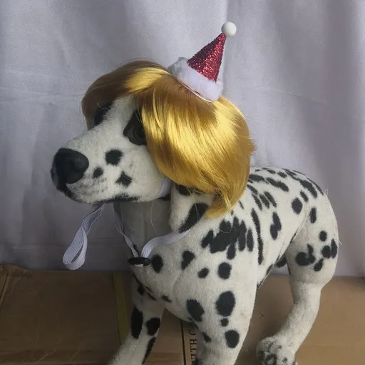 Pet Dog Cat Wig Hat Christmas Yellow Wool