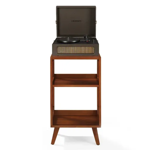 Crosley Voyager Bluetooth Portable Turntable + Crosley Asheville Stand Bundle - Cocoa