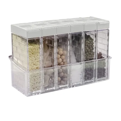 6 Case Spice Shaker Jars,Plastic Salt and Pepper Shakers with Lid,Transparent Condiment Jar Storage Container Storage Bottle Box