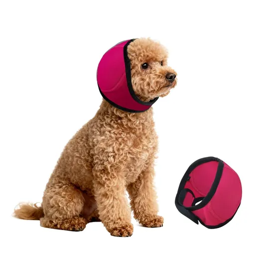 Dog Ear Cover Noise Protection Adjustable Grooming Hood Comfortable Pet Accessory - Rose Red M