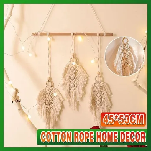 Leaf Shape Boho Handmade Macrame Wall Hanging Knitting Cotton Rope Home Decor