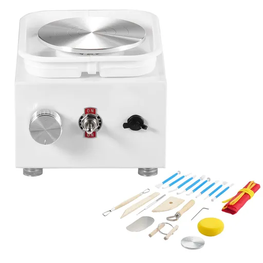 Mini Pottery Wheel Electric Ceramic Wheel Machine 0-320RPM Speed White