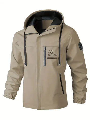 Men'S Hooded Windbreaker Lightweight Windbreaker Casual Jacket With Pockets - White - Size L(AU L/EU50)
