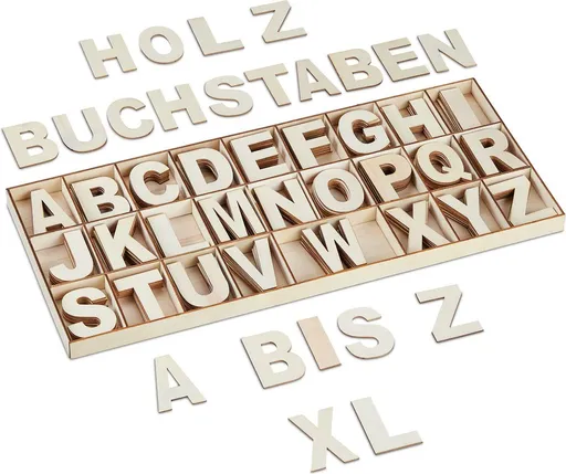 208-Piece Unfinished Wooden Alphabet Letter Set, A-Z Block Letters for Crafts and Decor, 5 cm