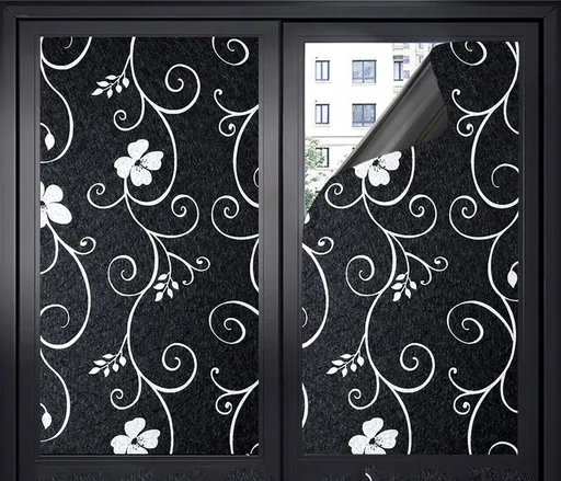 Window film - Blackout window film - Blackout window film - Sun protection - Anti-glare - Adhesive window film - Blackout cloth - Black - Including scraper - Easy installation - Window sticker - 45x100cm - Supplied with self-adhesive backing - B