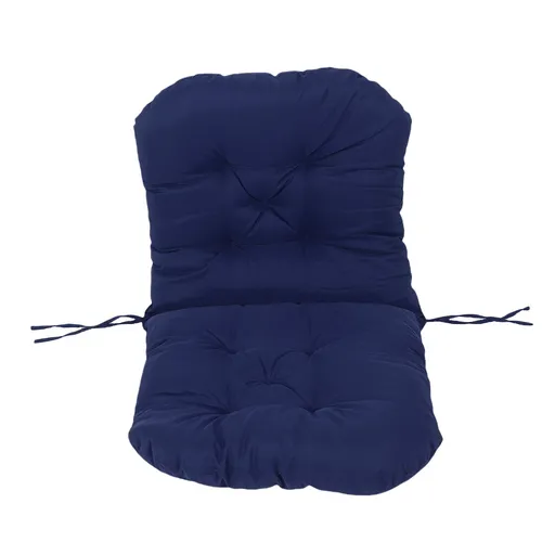 Rocking Chair Cushion Sun Proof Rain Proof Thick Tufted Rocking Chair Seat Pad with Ties for Indoor Outdoor Navy Blue