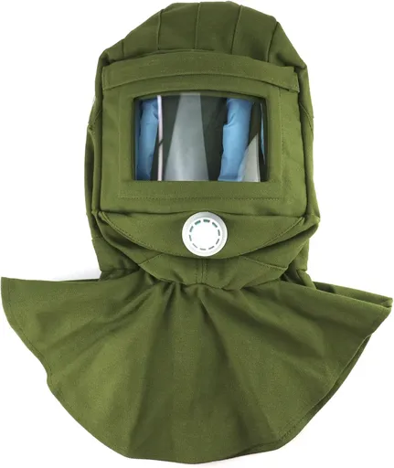 Sand Blasting Hood Cap, Shawl Cap Sandblasting Mask Anti Dust/Wind Sandblasting Tool Mask,Cut/Scratch/Heat Resistant Neck Protector, Green