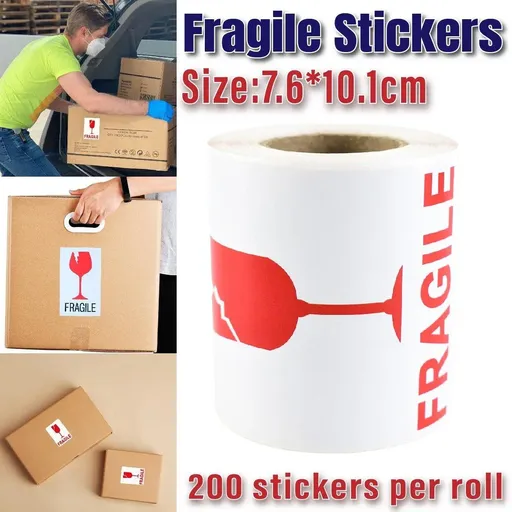 Fragile Sticker Handle with Care Logistics Warning Label for Goods Packaging Use