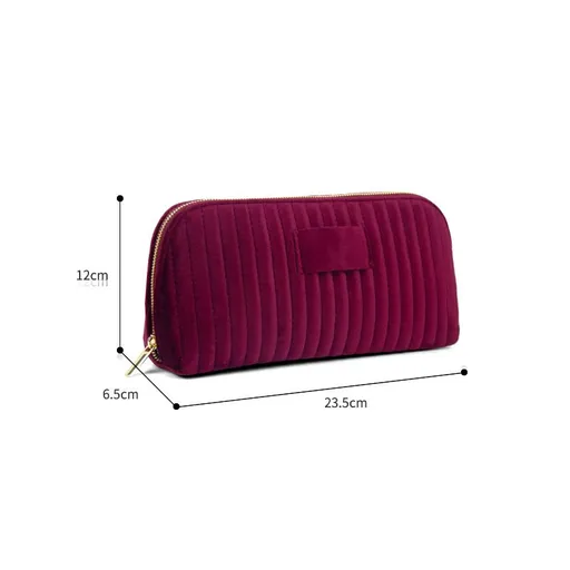 Great Velvet Travel Storage Bag Makeup Organizer Wine red