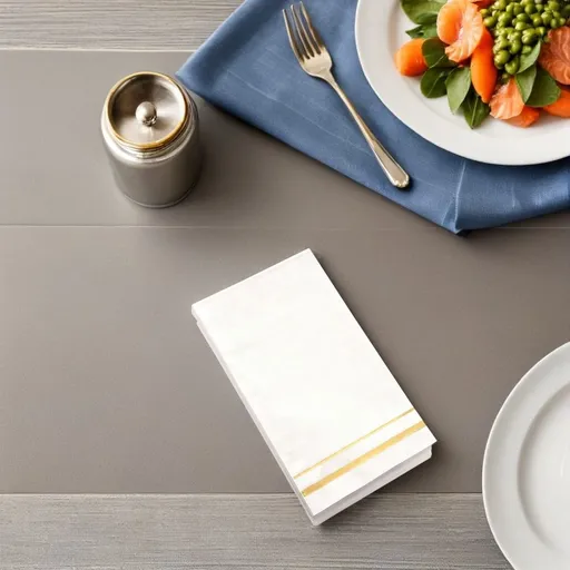 Elegant White Paper Napkins with Edge for Parties and Events, 100 Count Disposable Napkins