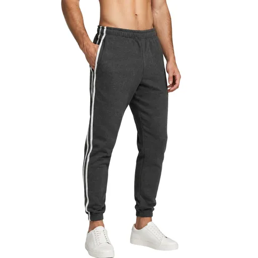 Mens Fleece Track Pants Skinny Joggers Slim Fit Sweatpants Gym - Charcoal Marle