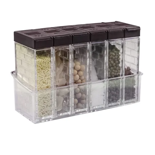 6Pcs Spice Shaker Jars, Travel Seasoning Box with 2-in-1 Lids Empty Condiment Set Plastic Seasoning Storage Container Dispenser