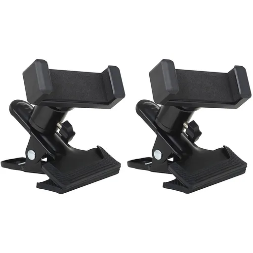 Guitar Phone Mount Metal Holder Black for Music Scores and Video Recording 2Pcs