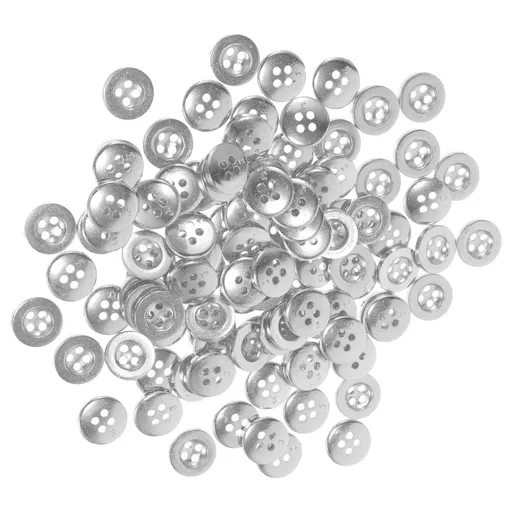 Retro Style Plastic Four-Eye Buttons Plated Silver for Decor 100Pcs