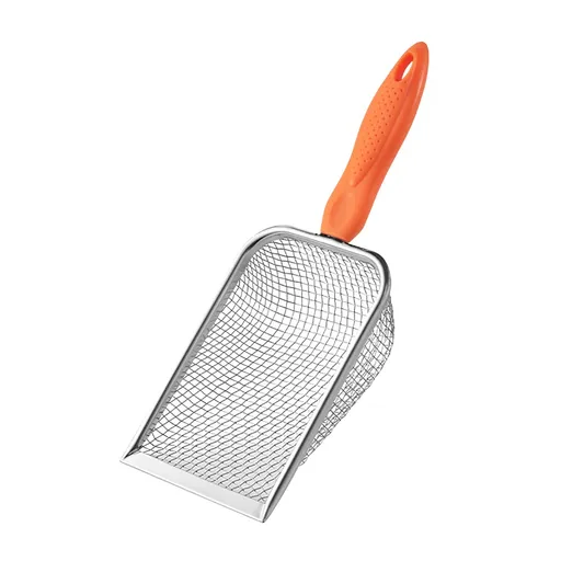 Beach Mesh Shovel for Shell Collecting, Kids Filter Sand Scooper for Picking Up Shells, Shark Tooth Sifter Dipper for Boys and Girls Orange