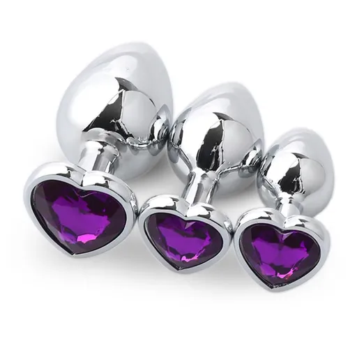 House Of Dasein 3Pcs / Set Butt Jewellery Heart Metal Anal Plug Sex Toys Women - Purple - 3 Set