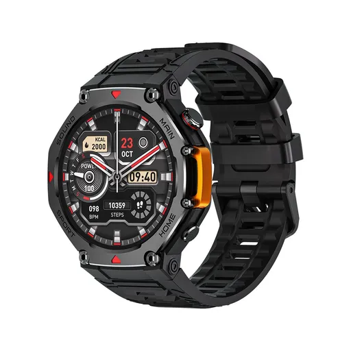 M-Rex4 Men Rugged GPS Smart Watch, 5ATM Waterproof Bluetooth Call Fitness Tracker Heart Rate Sleep Monitor，black