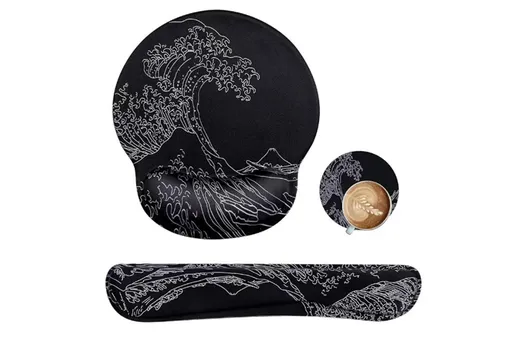 Keyboard and Mouse Wrist Rest Pad Set With Coaster Memory Foam Ergonomic Wrist Support