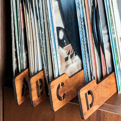 Vinyl Record Dividers,Record Dividers,Alphabetical Vinyl Record Storage Dividers A-Z, Wooden Record Dividers (1 Set)