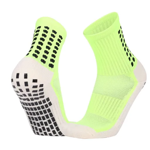 Non Slip Football Socks Grip Sports Socks Thick Towel Bottom Soccer Socks for Men Boys Adult Kids - Fluorescent Green S