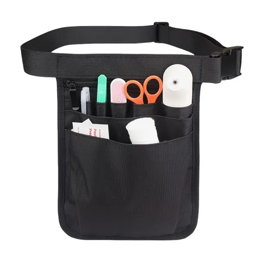 Nurse Pouch for Women Men, Nurse Tool Belt, Nurses Utility Storage Pocket Organizer, Utility Waist Pack Multi Compartment （Black)