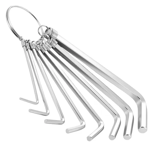 8-Pack Hex Key Set, 45# Steel Rust-Resistant L-Shape Wrenches with Extended Long Arms and Keyring for Perfect for Deep Holes & Tight Spaces