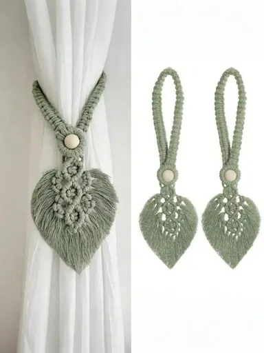 2pcs Set Of Bohemian Style Curtain Straps Hand Woven Colorful Leaf Decorative Buckles Curtain Binding Ropes Home Soft Decoration Hanging Ornaments Wedding Decor