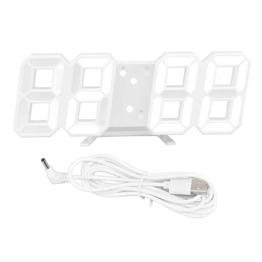 Digital Wall Clock Temperature Display Alarm Function Sound Control Auto Sleep LED Wall Clock White