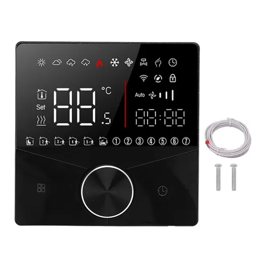 Smart Thermostat Precise Control LCD Color Display Black