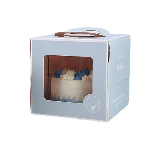 30PCS Grey Portable Cake Boxes Display Window Packing Case with Handle Birthday - 6 inch