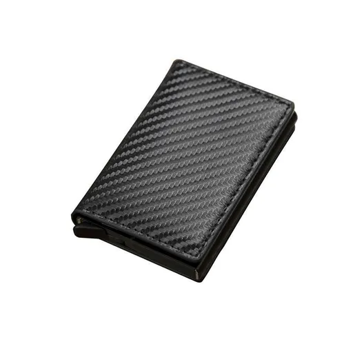 RFID Blocking Leather Card Wallet with Money Clip for Men Credit Holder - Carbon Fiber