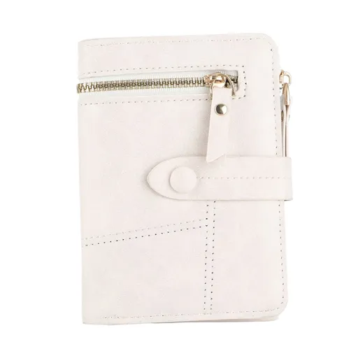 Women Wallet PU Leather Short Small Size Multiple Slots Card Holder Coin Purse for Daily Life White