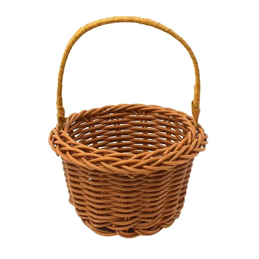 1 Piece Mini Wicker Flower Basket, Hand Woven Basket with Handle for Weddings Easter Decor and Kids Events, 3.14 x 1.96 x 5.51 in