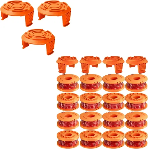 23 Pack WA0010 Trimmer String Compatible with Worx Weed Eater, 0.065" Autofeed Replacement Spool Trimmer Line for Worx Weed Eater (16 Line Spools + 7 Cap)