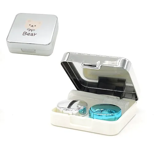 2 Pack Contact Lens Cases, Classy Easy Carry Container for Travel & Home Vision Care Kit with Mirror, Tweezers, Stick Connection