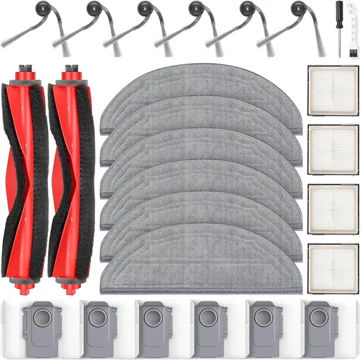 26 Pcs Replacement Kit for Q10 S5+ Robot Vacuum, 2 Main Brush, 4 HEPA Filter, 6 Mop Pads, 6 Side Brush, 6 Dust Bag,1 Cleaning Brush and 1 Screwdriver