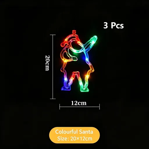 Festive Battery Operated Suction Cup Lights, Colourful Santa Claus LED Curtain Light 3 Pack, Create Joyful Christmas Atmosphere