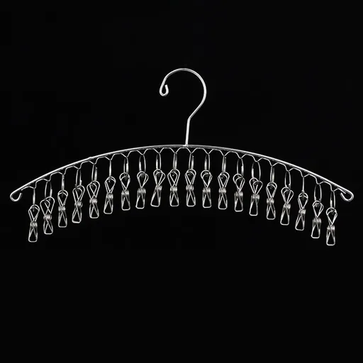 Clothes Drying Hanger Stainless Steel Thick Arc Shaped Windproof Sock Hanger for Socks Towels Bras Underwear 20 Clips