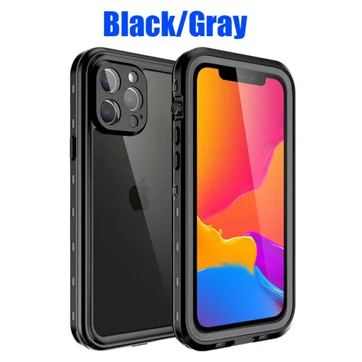 IP68 Waterproof Case for iPhone 15 14 13 12 11 Pro Max XS Max XR 7 8 RedPepper Transparent Protection Diving Underwater Swimming Outdoor Sports Black Black i-Phone 12