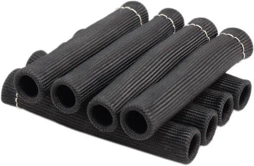 8Pcs 2500° Degree Spark Plug Wire Boots Heat Shield Protector Sleeve Cover Compatible with SBC BBC 350 454,6 Inch, Black