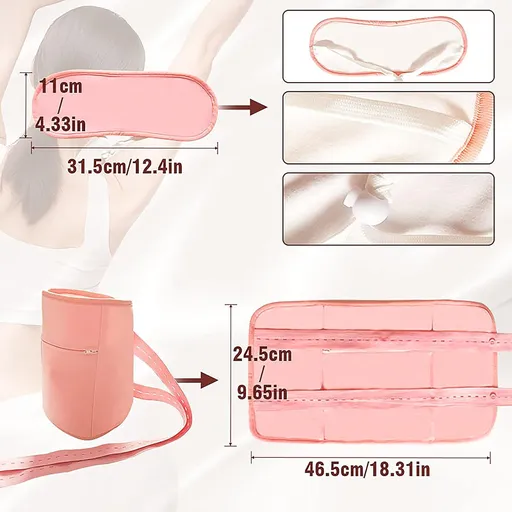 Oil Pack Wrap,Reusable Organic Oil Pack Kit for Waist and Neck,Inflammation, Elastic Strap Bamboo Cotton Anti Oil Leak (Pink)