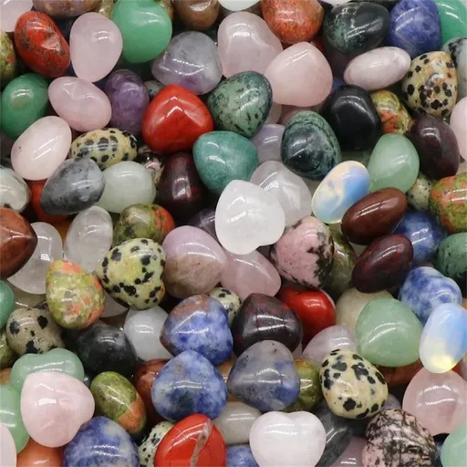 Heart Shape Crystal Healing Stones Pocket Stones 20mm Assorted Colours