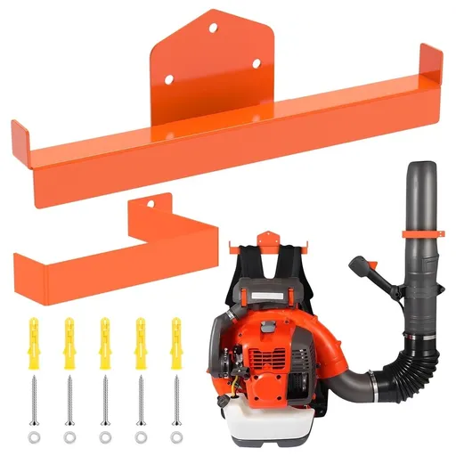 Backpack Leaf Blower Hanger with Tube Hook, Heavy Duty Wall Mount Rack for Garage Organization