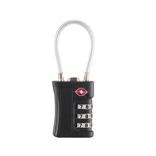 Black TSA Approved Cable Combination Padlock 3-Digit Security Lock for Travel Luggage Suitcase Gym Lockers Durable Steel Wire Australian Travel Essential