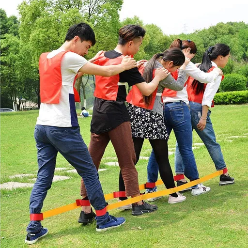 Cooperative Band Walker 5-Legged Race Set Game Teamwork Training for Children Adult, 6-Legged 2 Sets -