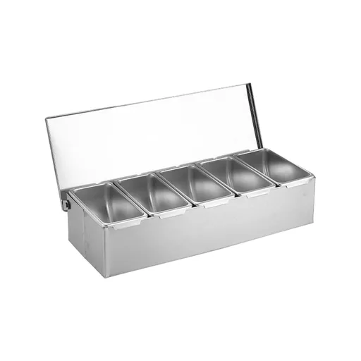 Stainless Steel Seasoning Box with Detachable Compartment Trays, Kitchen Topping Station for Spices, Ingredients and Condiments