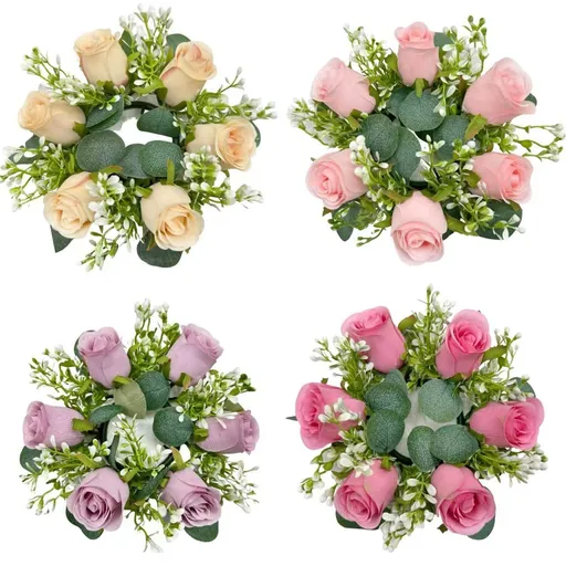4 Pcs Roses Artificial Flowers Wedding Centerpieces for Tables Spring Summer Wreath for Front Door Weddings Party Decor