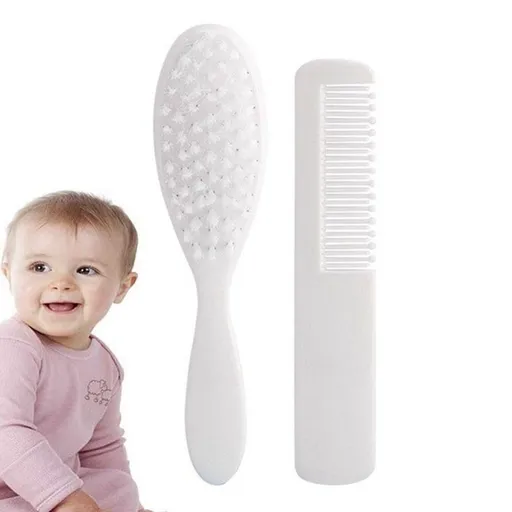 Baby Hair Brush and Comb Set, Soft Plastic Hair Brush and Comb Scalp Massage Kit for Newborns Toddlers
