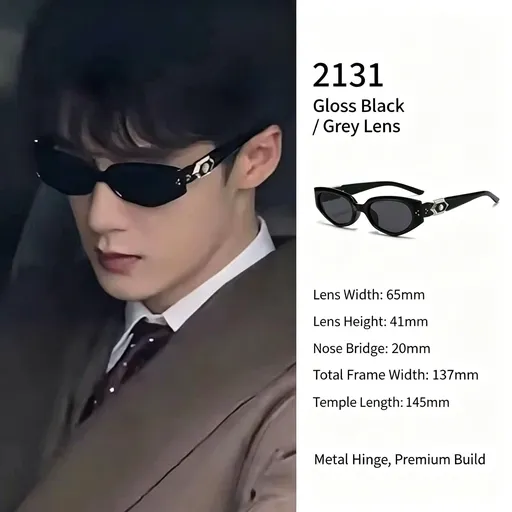 Glossy Jet Black Full Grey Lens Cat Eye Sunglasses UV400 Protection, Sleek Premium Street Style, Recommended Christmas Holiday Gift
